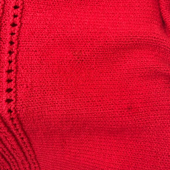 Womens Red Skirt, Hand Knit, Size 10-12, Classic Flair Eyelet Detail - Picture 12 of 12
